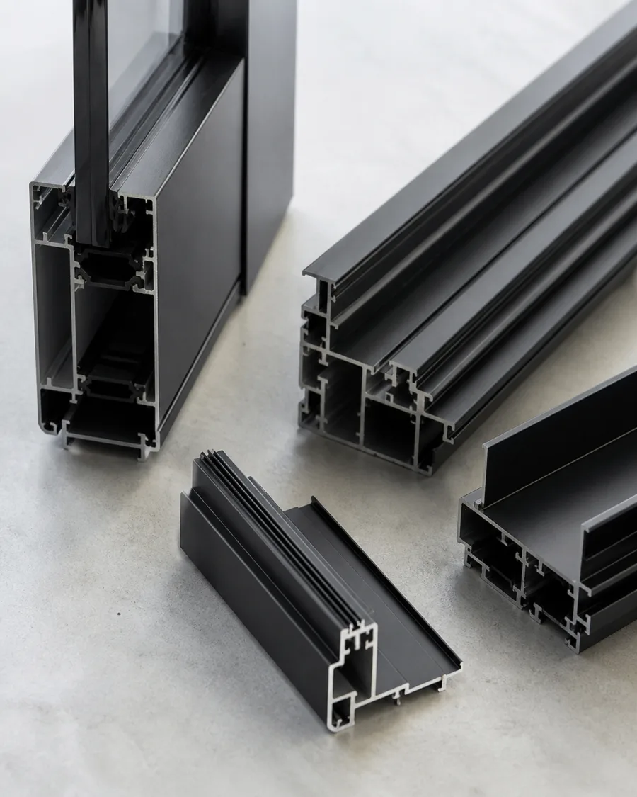 Black aluminium extrusion profiles